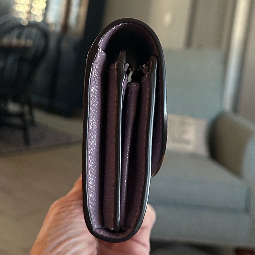 EUC COACH Women’s Crossgrain Slim Envelope Wallet Rich Purple Plum Silver HW - Picture 6 of 8